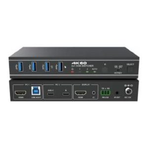 Auto selector KVM HDMI+USBA/ USBC. Dos entradas una salida RS232 4K60